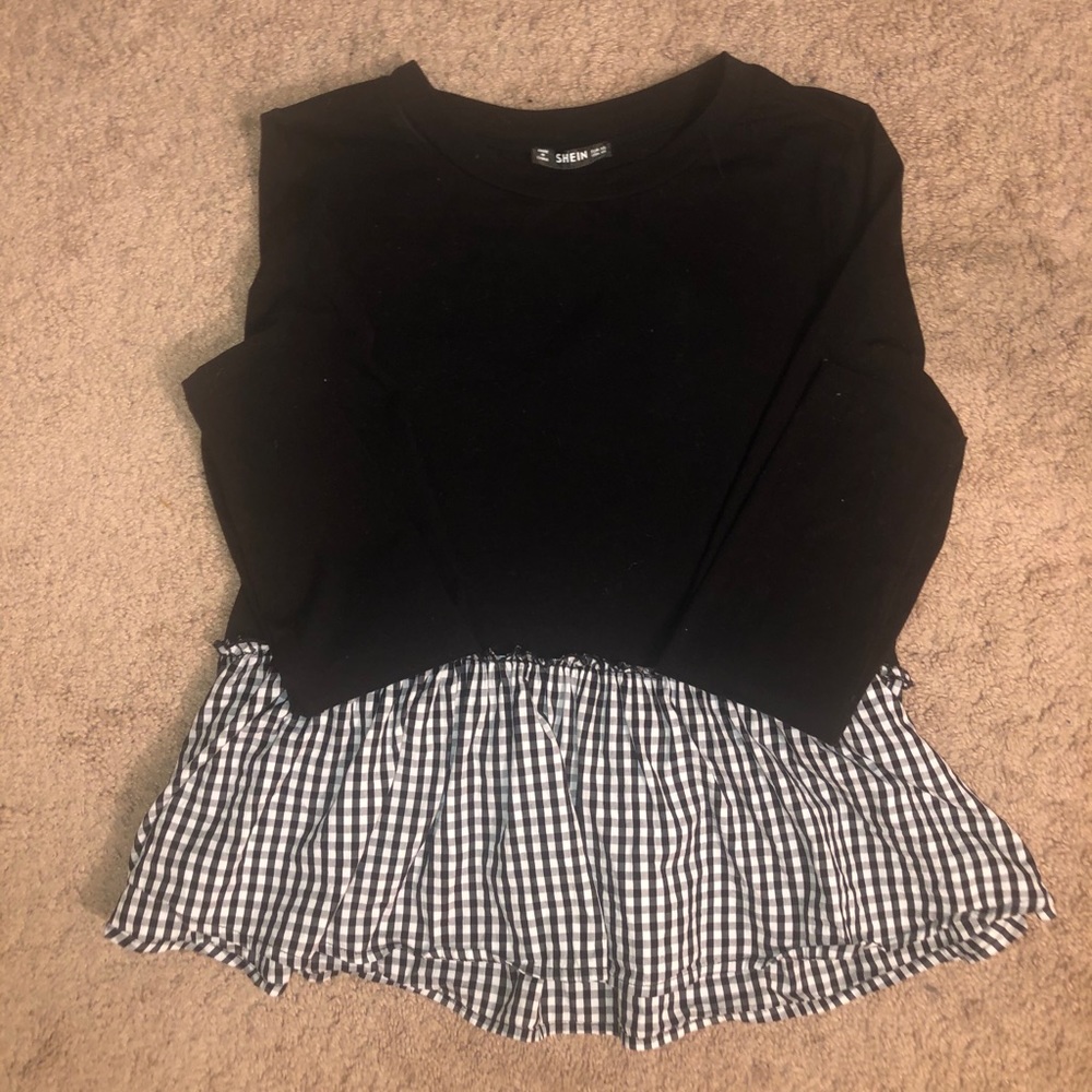 Shein Checkered Peplum Top